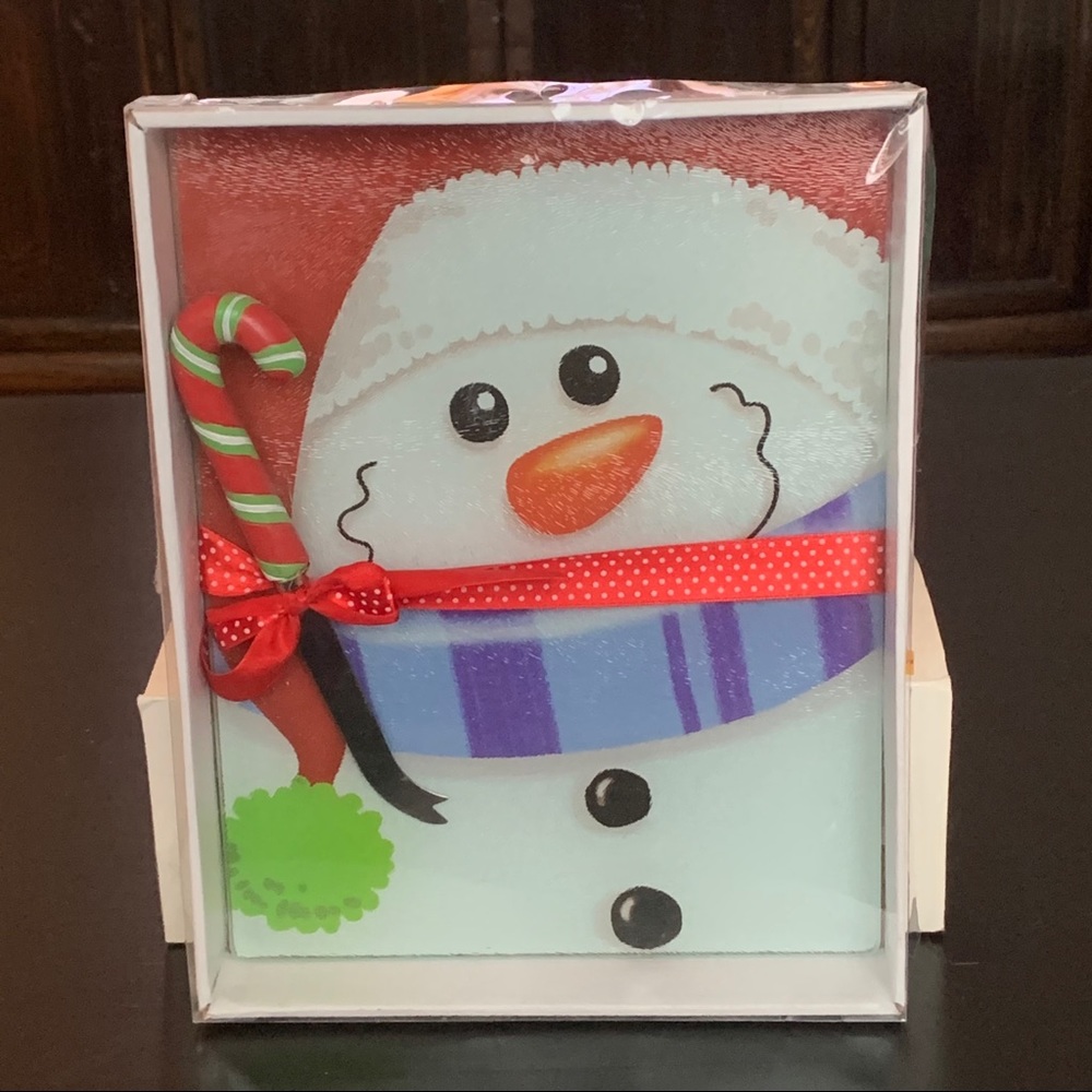 Stone Creek Snowman Glass Cutting Board Set